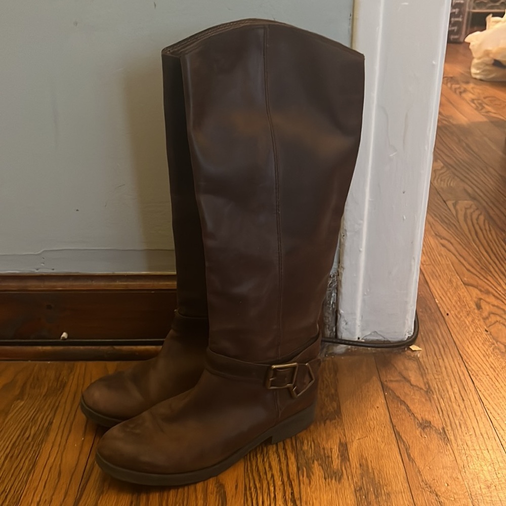 Tall brown rider boots